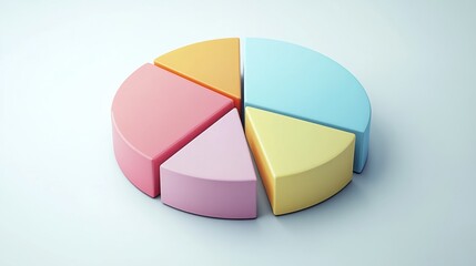 Obraz premium Simple D pie chart with soft gradient colors and subtle shadows for presentations