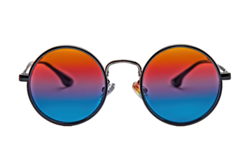 Round rainbow lenses isolated on transparent PNG background