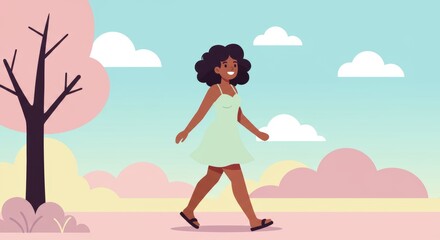 girl in park illustration