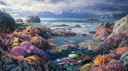 * Tide pools brimming with colorful marine life on secluded shores.