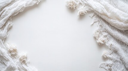 Obraz premium White fabric frame with flat lay.