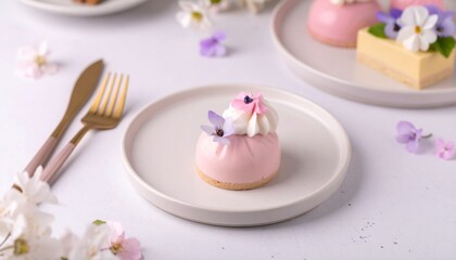 美しいデザートとエディブルフラワー