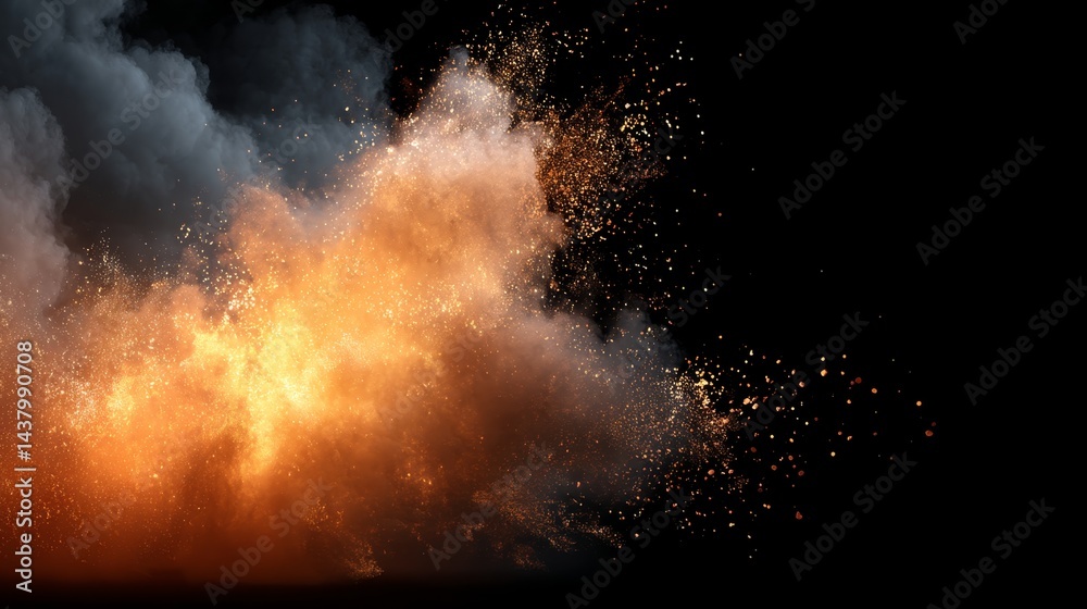 Aufkleber a burst of fiery sparks and thick smoke clouds erupts against a dark background, offering a striking