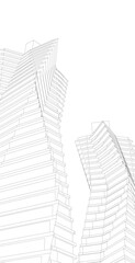 Abstract architectural drawing 3d illustration