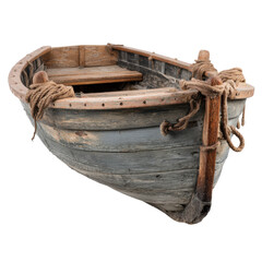Fototapeta premium Rustic wooden rowboat (1) isolated on transparent PNG background