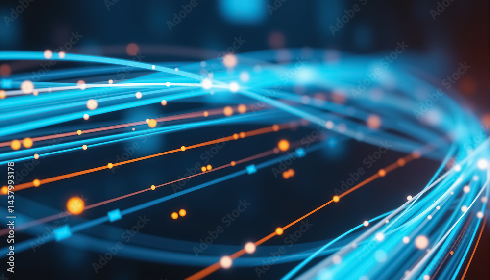 Leinwandbilder abstract of glowing data streams signifying digital communication and information transfer