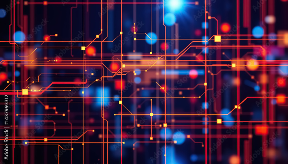 Poster Abstract network of interconnected lines and nodes symbolizing connectivity and technological advancement