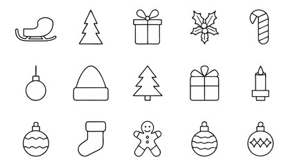 set of christmas icon silhouette vector on tranparent background