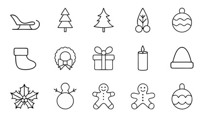 Obraz premium set of christmas icon silhouette vector on tranparent background