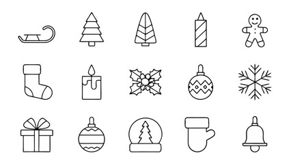 set of christmas icon silhouette vector on tranparent background