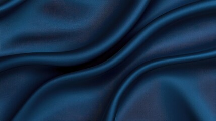 Fototapeta premium Deep blue satin fabric drapes in elegant folds