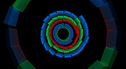 Fototapeta premium Abstract Dimensional Tunnel With Glowing Colors And Dark Background