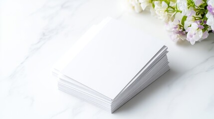 Fototapeta premium Blank cards on marble
