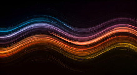 Colorful Abstract Wavy Light Trails Creating Dynamic Energy on Dark Backdrop