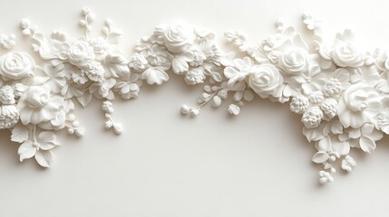 White Floral 3D Relief Pattern. (2)