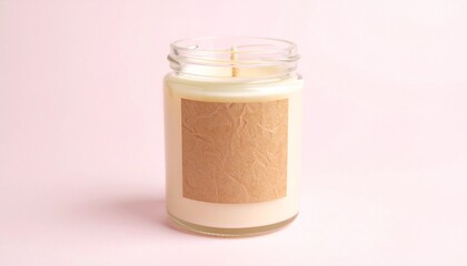 A simple candle jar on pink background