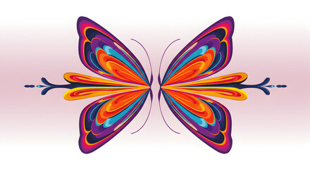 Vibrant Butterfly Wings Abstract Design With Symmetrical Elements Vector Illustration