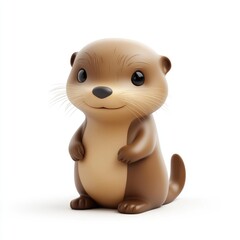 Cute cartoon otter figurine against a plain white background.