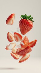 Fresh strawberries in mid-air (1)