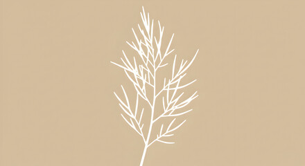 Obraz premium Elegant Simplicity Delicate White Sprig Against a Neutral Beige Backdrop