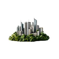 Cityscape silhouette on hill graphic design