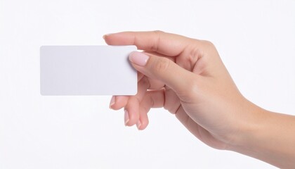 a hand holding a blank business card, perfect for showcasing your message. The card's simplicity makes it ideal for various branding or promotional purposes.