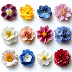 Close up colorful flowers grid pattern