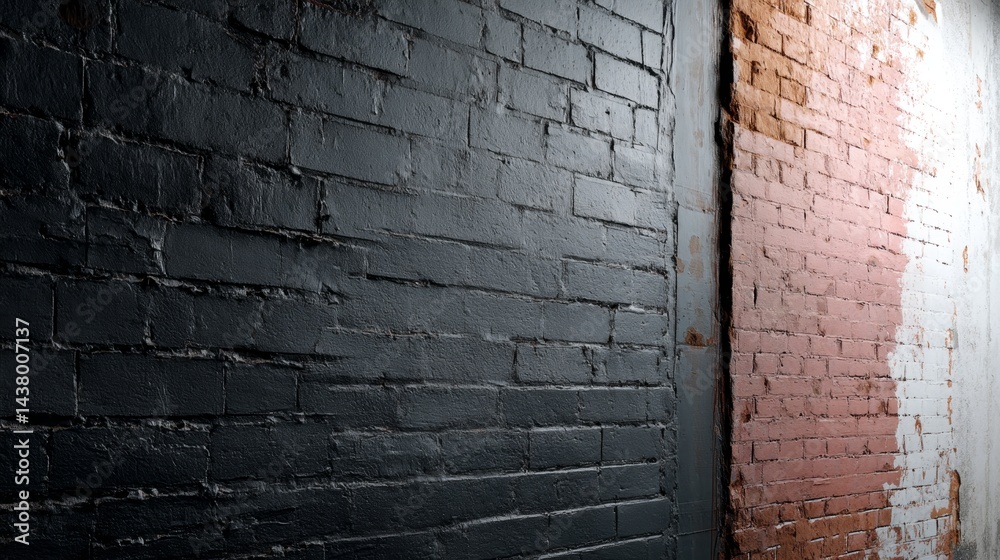 Poster Front-facing macro shot showcases a textured black brick wall with brushstroke patterns, creating an industrial atmosphere and copy space for creativity