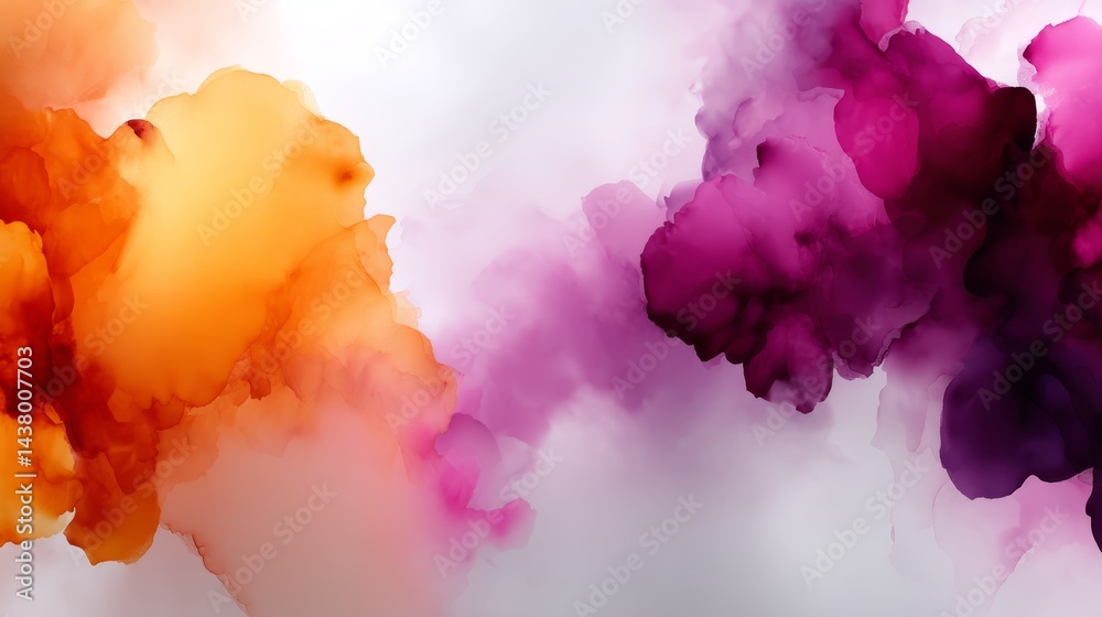 Aufkleber Vibrant orange and pink hues blend in a smooth gradient with soft transitions, creating a dreamy background with ample copy space on the left side