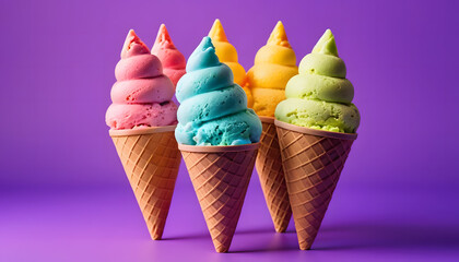 Vibrant Ice Cream Cones