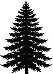 Obraz premium Pine Tree Silhouette Winter Style Clean White Background