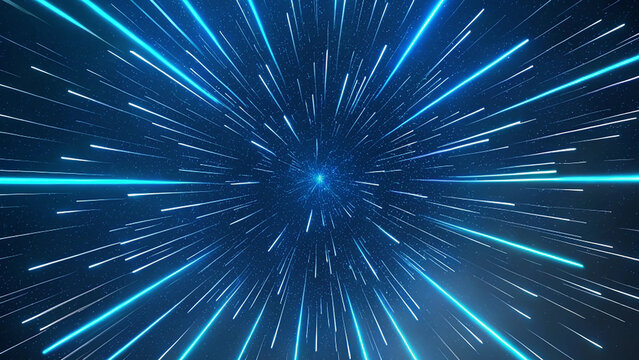 Hyperspace Jump Blue Light Speed Warp Effect in Space