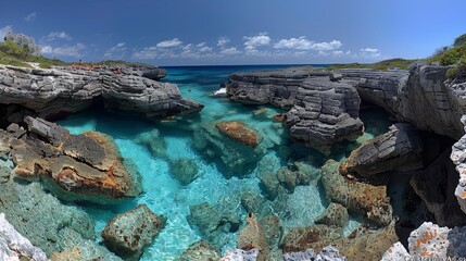 Fototapeta premium Breathtaking tropical beach panoramas and stunning seascapes with expansive horizons