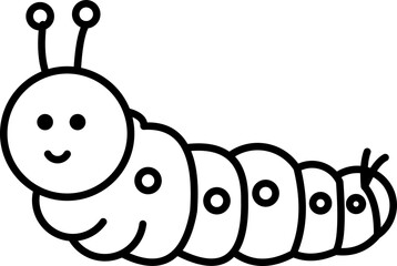 Flat Icon of a Cute Caterpillar - Minimalist Insect Illustration