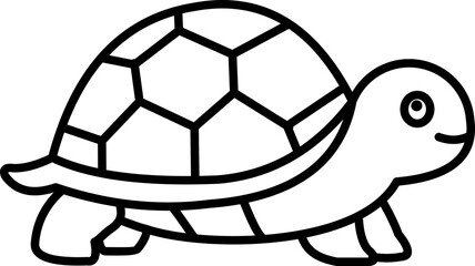 Flat Icon of a Cute Turtle - Minimalist Animal Illustration