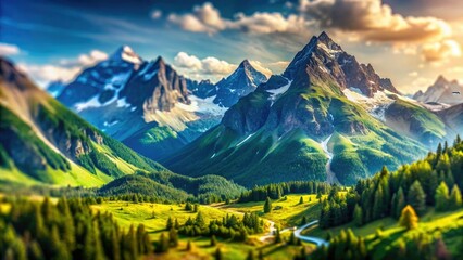 Stunning Tilt-Shift Panorama: Miniature Mountain Range Landscape Photography