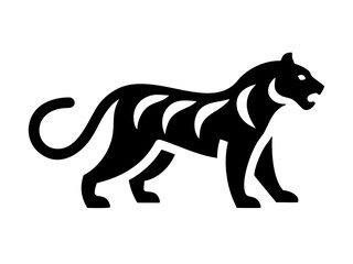 Fototapeta premium Solid Black Background Image , A completely black image with no details or variations of tiger logo design .