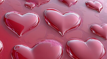Shiny Red Hearts Background.