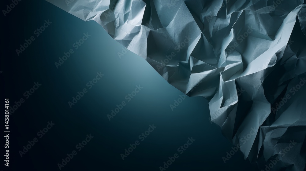 Poster Dynamic folds of crinkled matte black paper showcase sharp lines and deep shadows, offering a unique backdrop for creative projects or design work