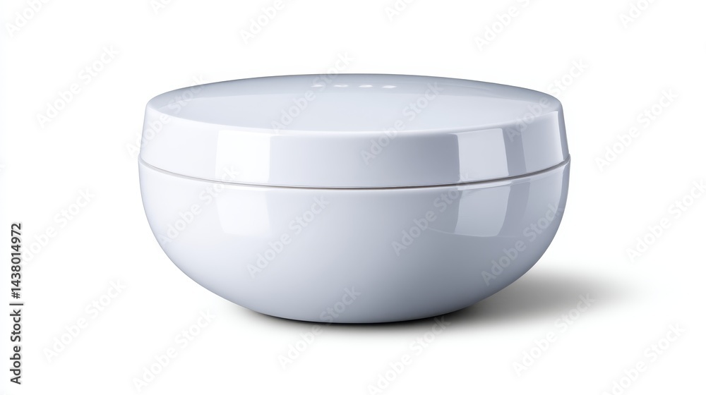 Poster minimalist white earbud case features a smooth matte finish, displayed at a dynamic angle against a 