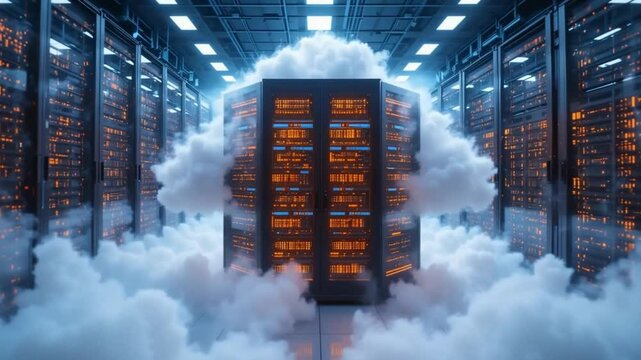 Servers Surrounded by Clouds in Data Center