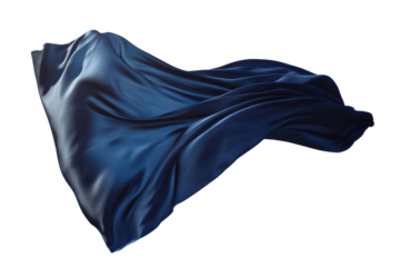 Flying gradient light to dark blue silk textile fabric flag isolated on blue background. Smooth elegant Colorful gradient Satin for grand opening ceremony PNG