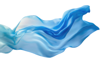 Flying gradient light to dark blue silk textile fabric flag isolated on blue background. Smooth elegant Colorful gradient Satin for grand opening ceremony PNG