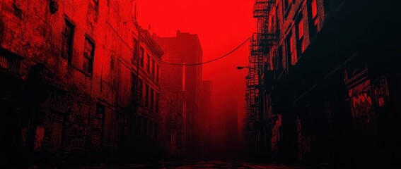 Red-Tinted Urban Alley
