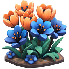 Obraz premium Vibrant spring flowers in a stylized garden arrangement.
