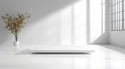Fototapeta premium Modern minimalist interior showcasing a white platform
