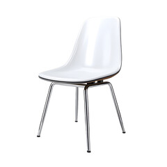 White chair with metal legs isolated on a white background studio shot.
