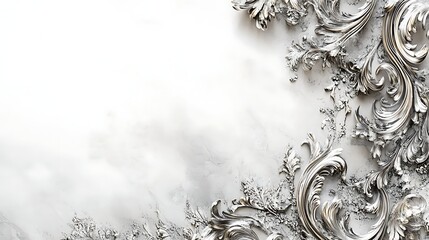 Silver Baroque Ornament on Marble.