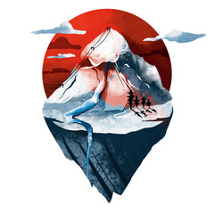 Mountain seamless pattern. A place for snowboarders and skiers. Beautiful mountains. Caucasus.