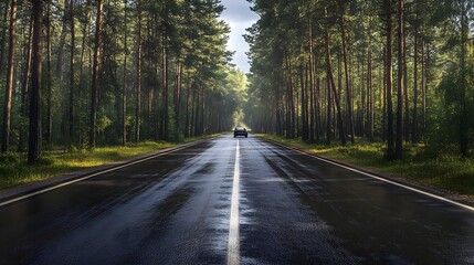 Fototapeta premium Serene Timelapse Drive Through a Beautiful Forest Landscape